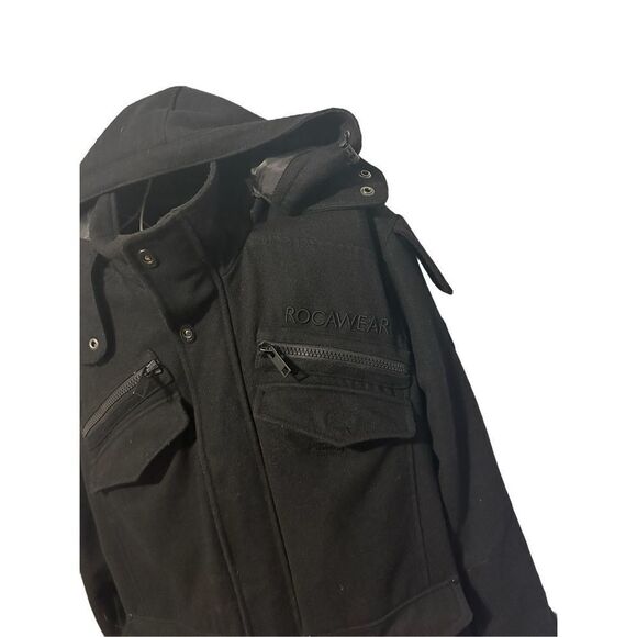 RARE VINTAGE MCBLING Y2K Rocawear Men's Wool Blend Black Jacket SIZE large retai - Picture 3 of 5